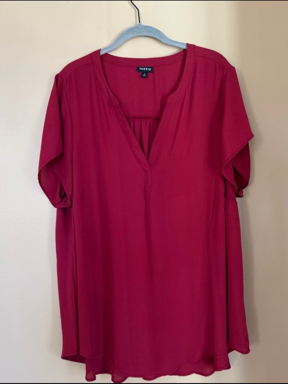 Torrid - 2X Burgundy Georgette Hi-Lo V-Neck Blouse